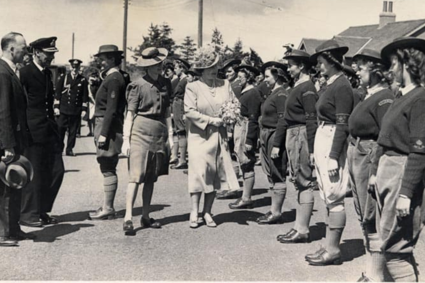 Manx Women’s Land Army meeting the King and Queen on Tynwald Day 1945.