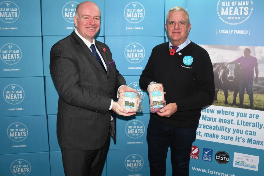 Celebrating the launch of Isle of Man Meats’ partnership with Tesco are (left to right) Chief Minister Howard Quayle MHK; and Phil Parsons, Plant Director at Isle of Man Meats. 