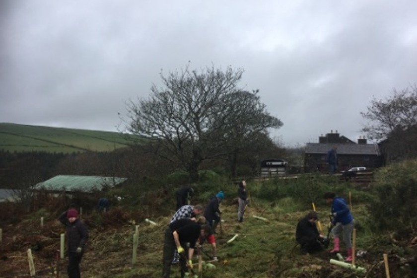 IOM Woodland Trust and volunteers planting trees last weekend at Eairy Mooar Farm.