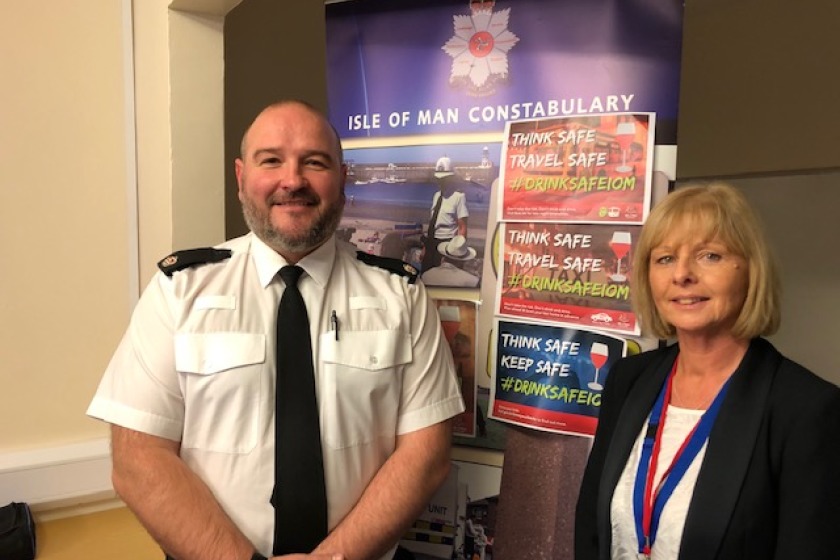 Superintendent of Operational Policing Steve Maddocks and Public Health Strategist Dawn Henley supporting 'DrinkSafe'.