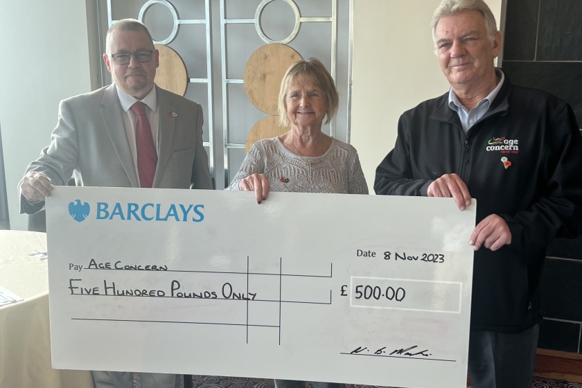 General Manager Dave Hill with Maureen Cowbourne and Steve Dawson from Age Concern