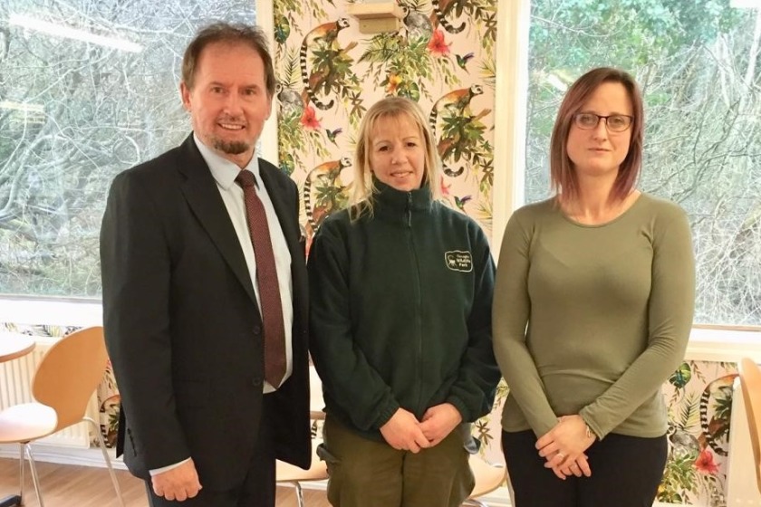 From left to right. Geoffrey Boot MHK, Minister for Environment, Food and Agriculture, General Manager Kathleen Graham and new operator Rachel Knighton.